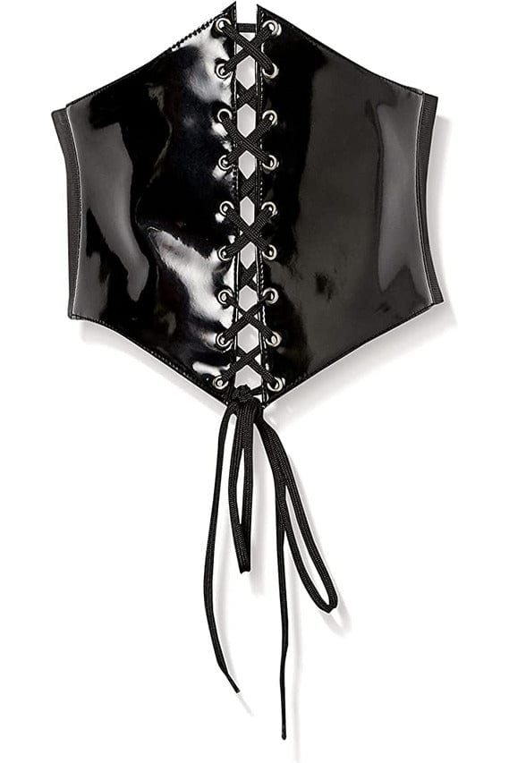 Daisy Corsets Lavish Black Patent PVC Corset Belt Cincher - Daisy Corsets