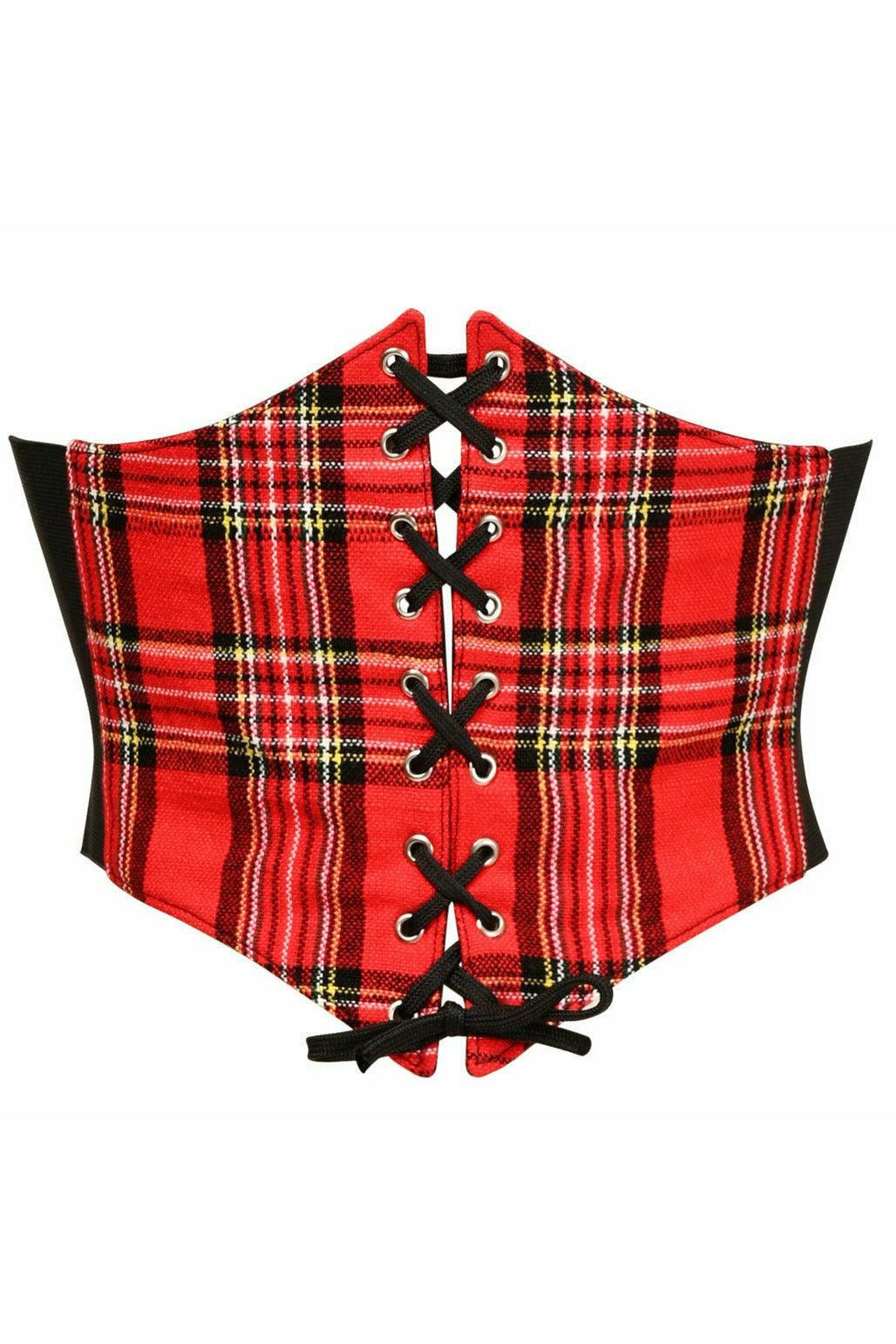 Lavish Red Plaid Corset Belt Cincher - Flyclothing LLC