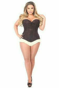 Daisy Corsets Lavish Dark Brown Lace Overbust Corset w/Zipper - Flyclothing LLC