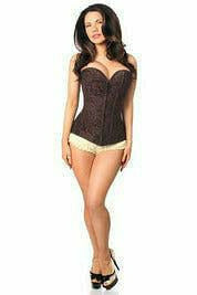 Daisy Corsets Lavish Dark Brown Lace Overbust Corset w/Zipper - Flyclothing LLC