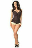 Daisy Corsets Lavish Dark Brown Lace Overbust Corset w/Zipper - Flyclothing LLC