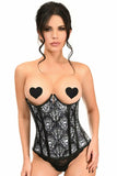 Lavish Black Skull Print Underwire Open Cup Underbust Corset - Flyclothing LLC