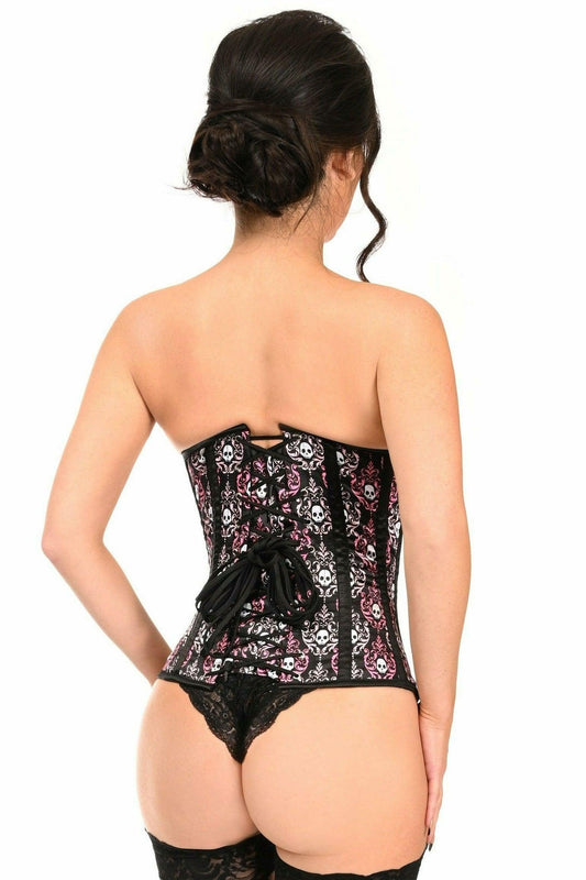 Lavish Skull Print Underwire Open Cup Underbust Corset - Flyclothing LLC