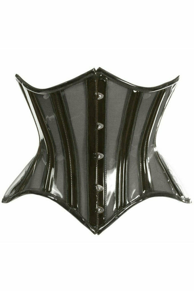 Daisy Corsets Lavish Black Clear Curvy Underbust Waist Cincher Corset - Daisy Corsets