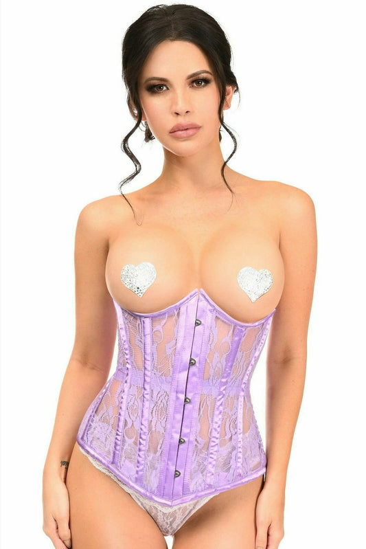 Daisy Corsets Lavish Lavender Sheer Lace Underwire Open Cup Underbust Corset