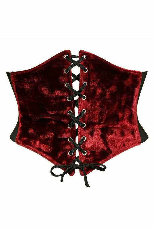 Daisy Corsets Lavish Dark Red Crushed Velvet Corset Belt Cincher