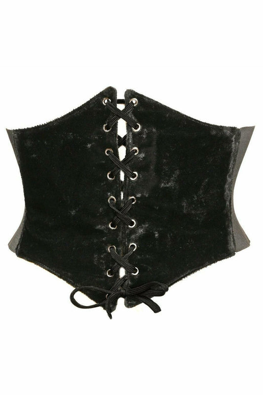 Lavish Black Velvet Corset Belt Cincher - Flyclothing LLC