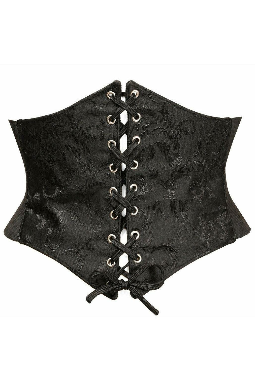 Lavish Black Brocade Corset Belt Cincher - Flyclothing LLC