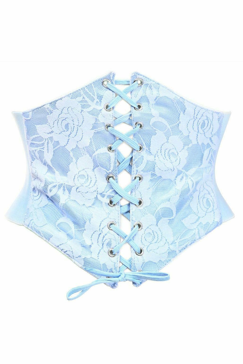 Lavish Lt Blue Lace Corset Belt Cincher - Flyclothing LLC