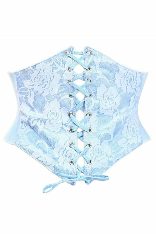 Lavish Lt Blue Lace Corset Belt Cincher - Flyclothing LLC