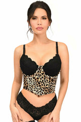 Lavish Leopard Velvet Underwire Open Cup Cincher Corset - Flyclothing LLC