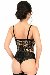 Lavish Leopard Velvet Underwire Open Cup Cincher Corset - Flyclothing LLC