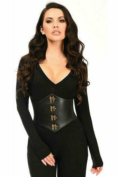 Daisy Corsets Lavish Black Faux Leather Corset Belt Cincher w/Clasps