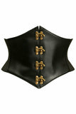 Daisy Corsets Lavish Black Faux Leather Corset Belt Cincher w/Clasps - Flyclothing LLC