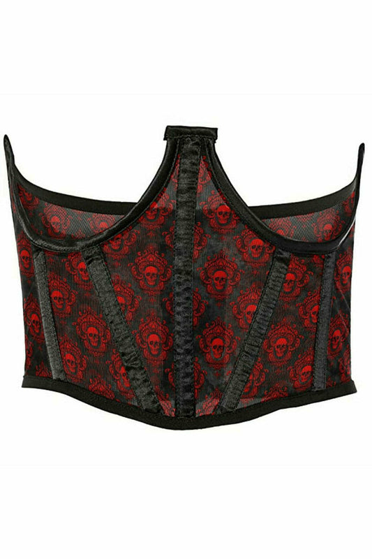 Daisy Corsets Lavish Black & Red Skull Mesh Open Cup Waist Cincher