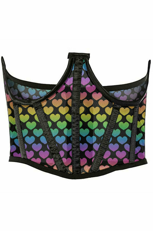 Daisy Corsets Lavish Rainbow Hearts Mesh Open Cup Waist Cincher