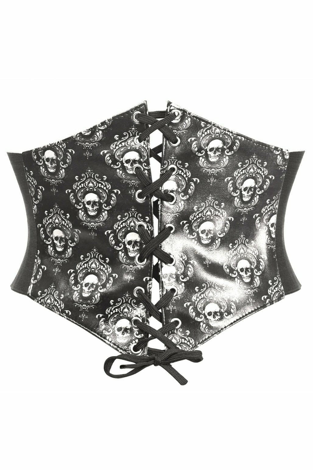 Daisy Corsets Lavish White Skulls Gothic Lace-Up Corset Belt Cincher