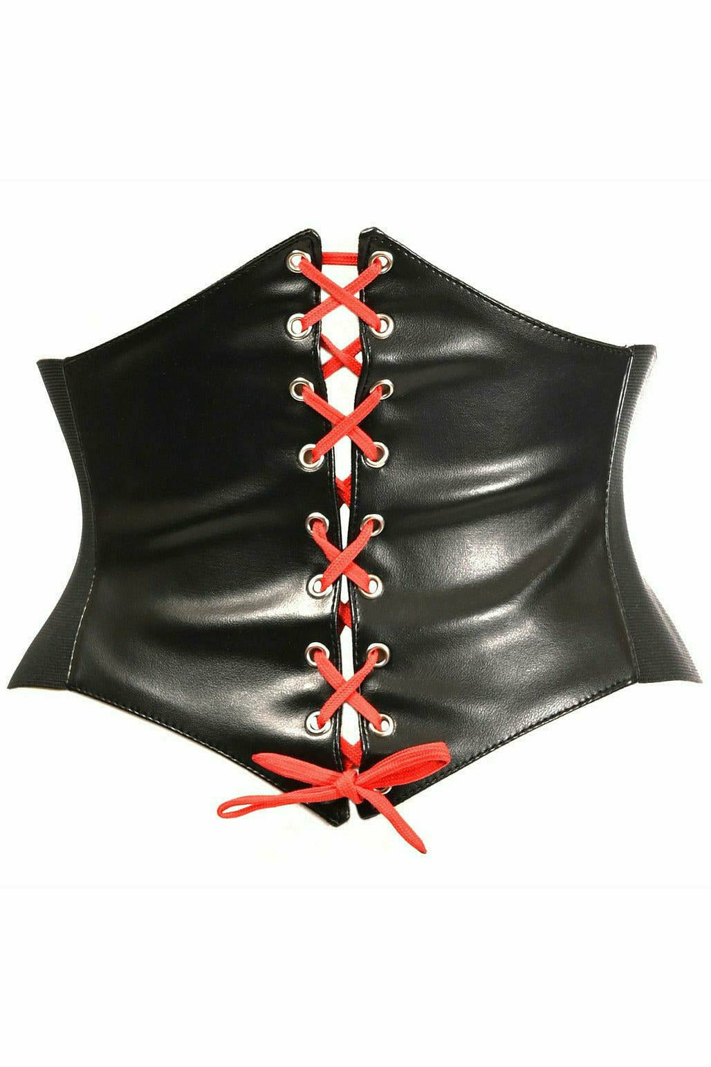 Daisy Corsets Lavish Black Faux Leather w/Red Lacing Corset Belt