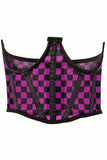 Daisy Corsets Lavish Neon Pink/Black Checker Print Mesh Open Cup Waist Cincher