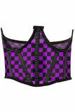 Daisy Corsets Lavish Neon Purple/Black Checker Print Mesh Open Cup Waist Cincher