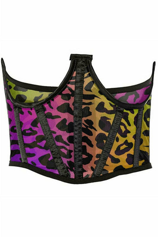 Daisy Corsets Lavish Rainbow Animal Print Mesh Open Cup Waist Cincher