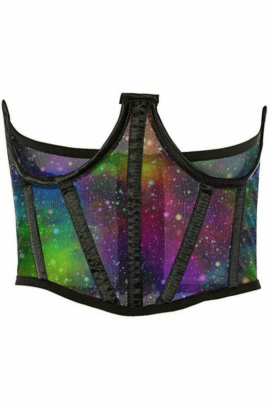 Daisy Corsets Lavish Galaxy Print Mesh Open Cup Waist Cincher