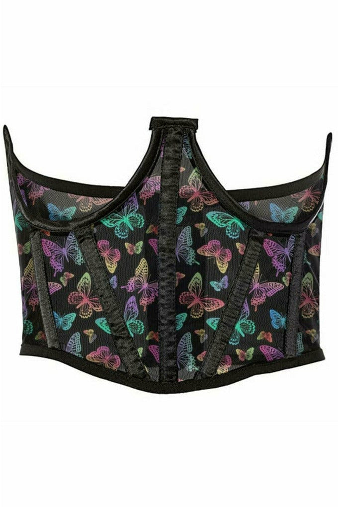 Daisy Corsets Lavish Neon Butterfly Print Mesh Open Cup Waist Cincher