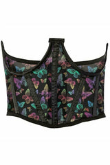 Daisy Corsets Lavish Neon Butterfly Print Mesh Open Cup Waist Cincher