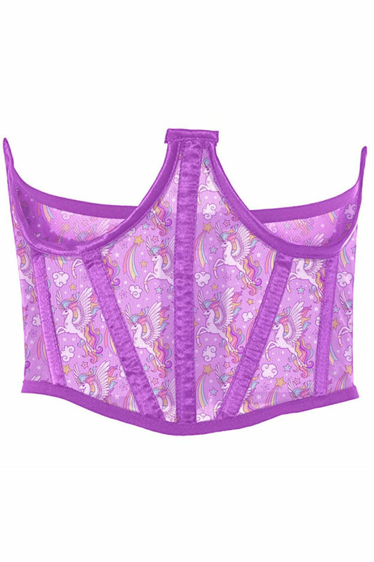 Daisy Corsets Lavish Unicorn Print Mesh Open Cup Waist Cincher