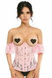 Daisy Corsets Lavish Sheer Lt Pink Lace Underbust Underwire Corset w/Ruffle Sleeve