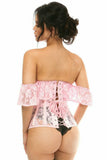 Daisy Corsets Lavish Sheer Lt Pink Lace Underbust Underwire Corset w/Ruffle Sleeve - Flyclothing LLC