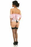 Daisy Corsets Lavish Sheer Lt Pink Lace Underbust Underwire Corset w/Ruffle Sleeve - Flyclothing LLC