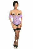 Daisy Corsets Lavish Sheer Lavender Lace Underbust Underwire Corset w/Ruffle Sleeve - Flyclothing LLC