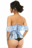 Daisy Corsets Lavish Sheer Lt Blue Lace Underbust Underwire Corset w/Ruffle Sleeve - Flyclothing LLC