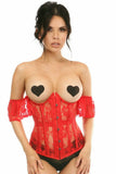 Daisy Corsets Lavish Sheer Red Lace Underbust Underwire Corset w/Ruffle Sleeve