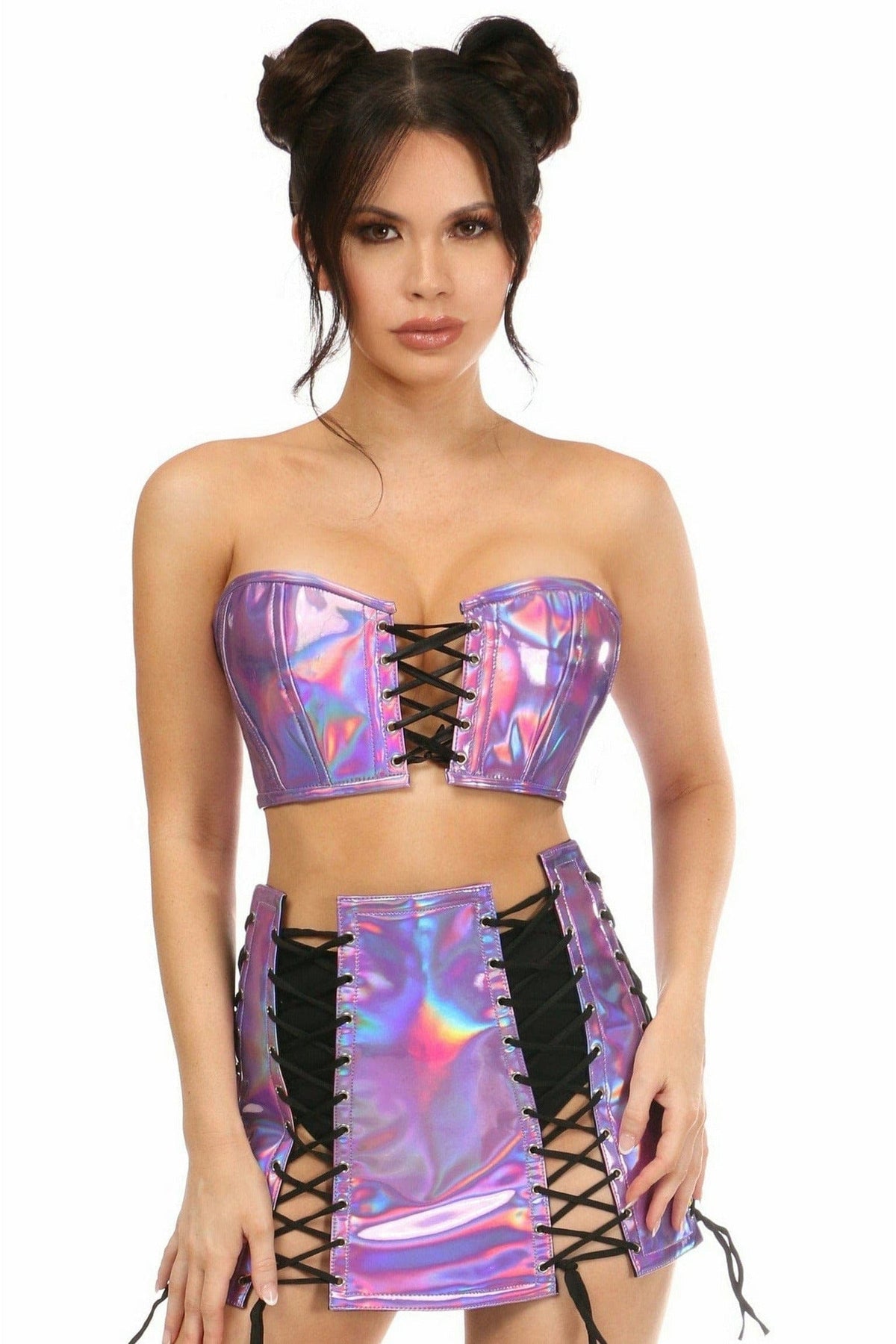 Daisy Corsets Lavish 2 PC Lavender Holo Bustier & Skirt Set