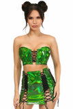 Daisy Corsets Lavish 2 PC Green Holo Bustier & Skirt Set