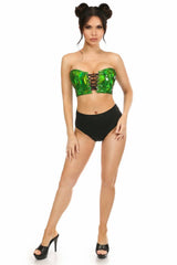 Daisy Corsets Lavish Green Holo Lace-Up Bustier Top - Flyclothing LLC