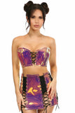 Daisy Corsets Lavish 2 PC Rainbow Gold Holo Bustier & Skirt Set