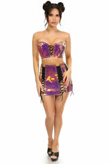 Daisy Corsets Lavish 2 PC Rainbow Gold Holo Bustier & Skirt Set - Flyclothing LLC