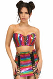 Daisy Corsets Lavish 2 PC Rainbow Glitter Bustier & Skirt Set