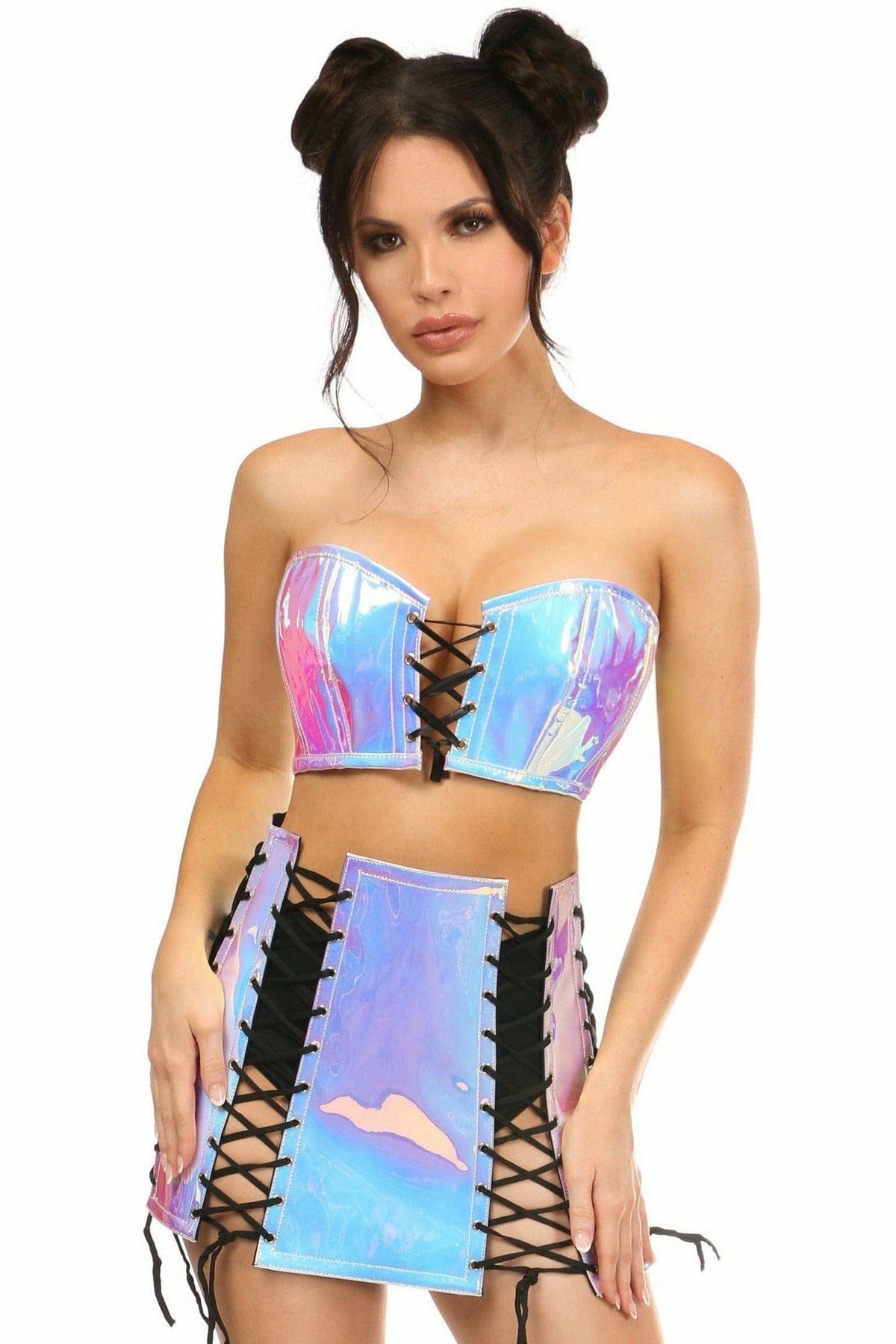 Daisy Corsets Lavish 2 PC Blue/Purple Holo Bustier & Skirt Set