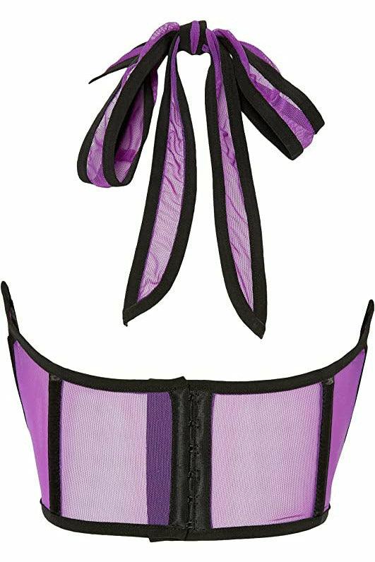 Lavish Neon Purple Mesh Underwire Cincher w/Built In Halter Top - Flyclothing LLC