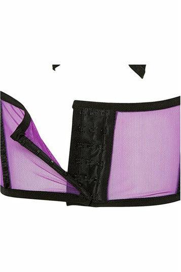 Lavish Neon Purple Mesh Underwire Cincher w/Built In Halter Top - Flyclothing LLC