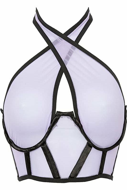 Lavish Lt Purple Mesh Underwire Cincher w/Built In Halter Top - Flyclothing LLC