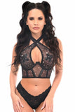 Daisy Corsets Lavish Celestial Print Mesh Underwire Cincher w/Built In Halter Top