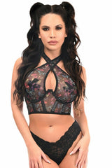 Lavish Neon Butterfly Mesh Underwire Cincher w/Built In Halter Top - Flyclothing LLC