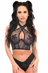 Daisy Corsets Lavish Neon Butterfly Mesh Underwire Cincher w/Built In Halter Top