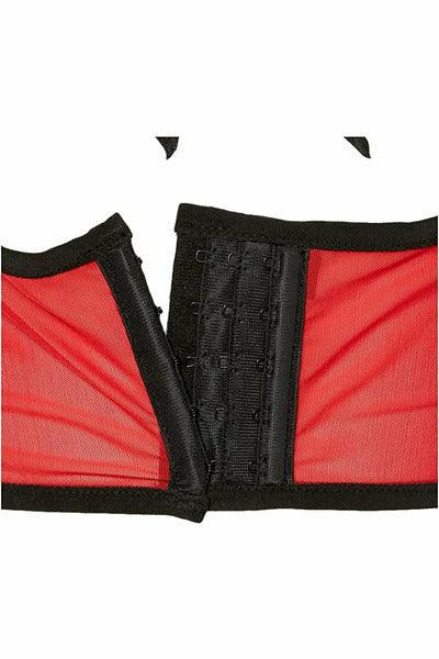 Lavish Red Mesh Underwire Cincher w/Built In Halter Top - Flyclothing LLC