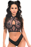 Daisy Corsets Lavish Pink & White Skull Mesh Underwire Cincher w/Built In Halter Top